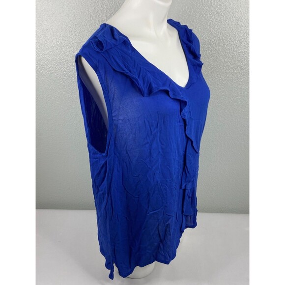 Culture Code Women Small Blue Ruffle Top Sleeveless Lightweight Casual NWT - Picture 3 of 9